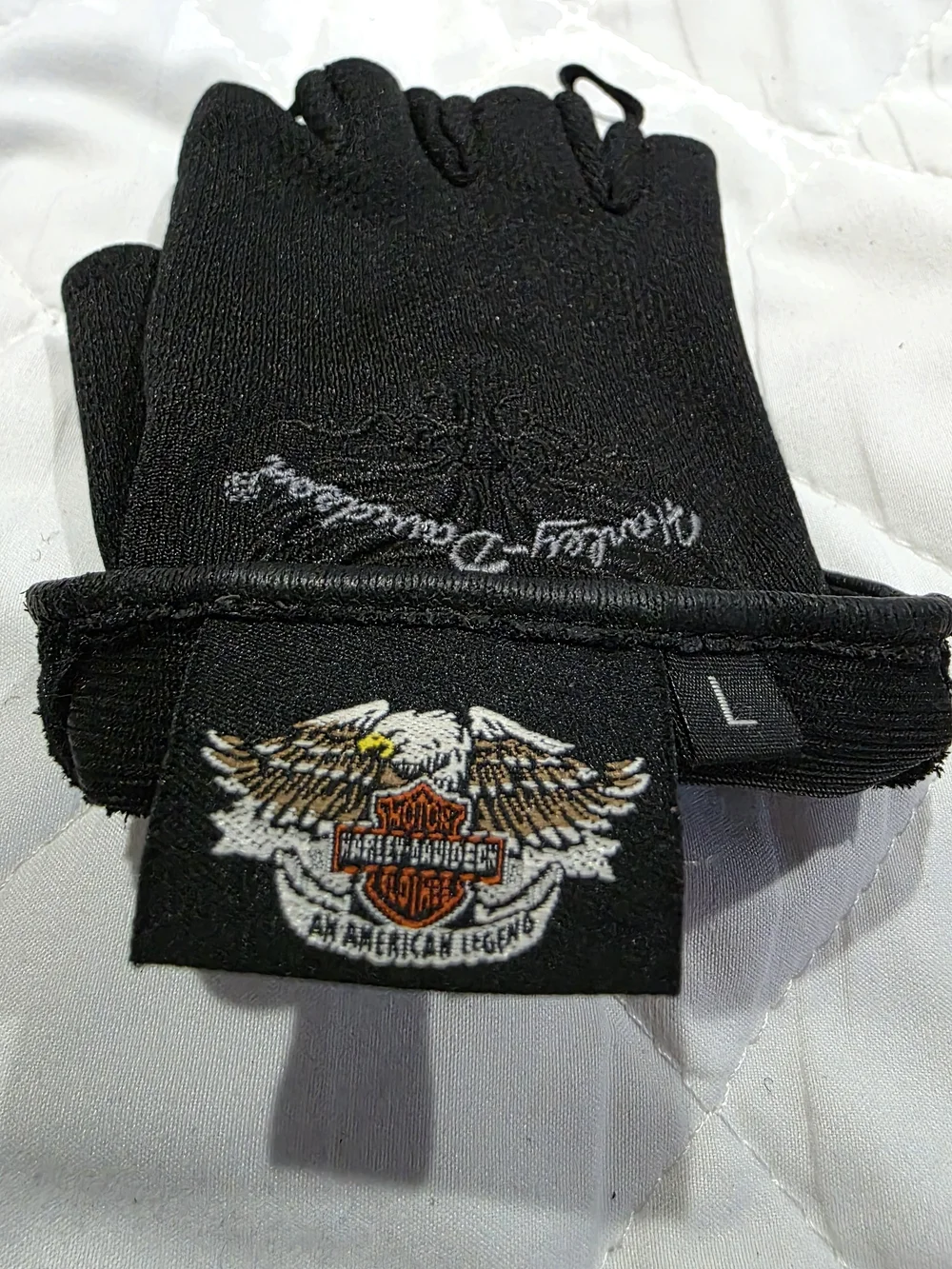 Harley-Davidson Women's Black Fingerless Motorcycle Gloves with Embroidered Logo